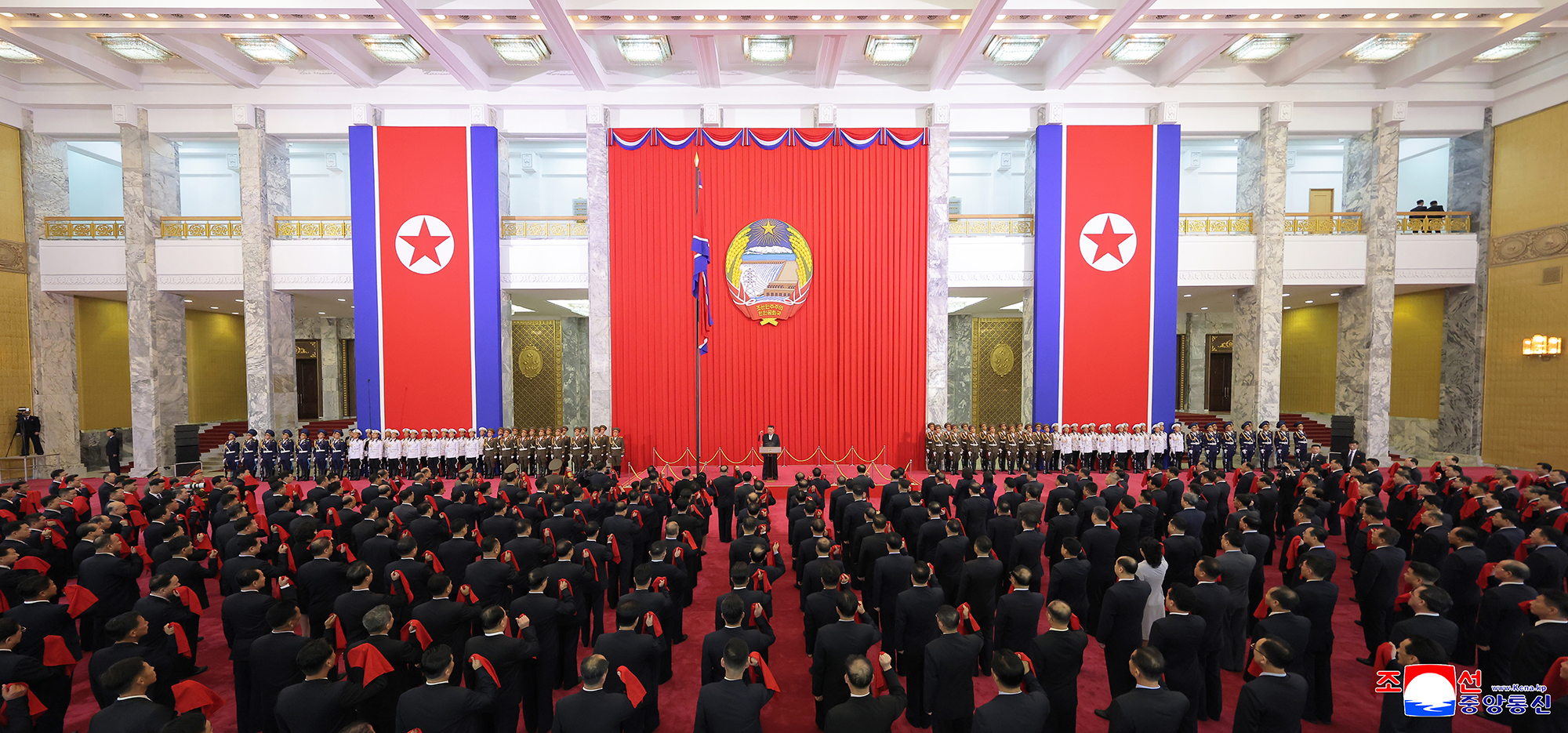 National flag-raising and national oath-taking ceremony takes place to mark 77th founding anniversary of DPRK