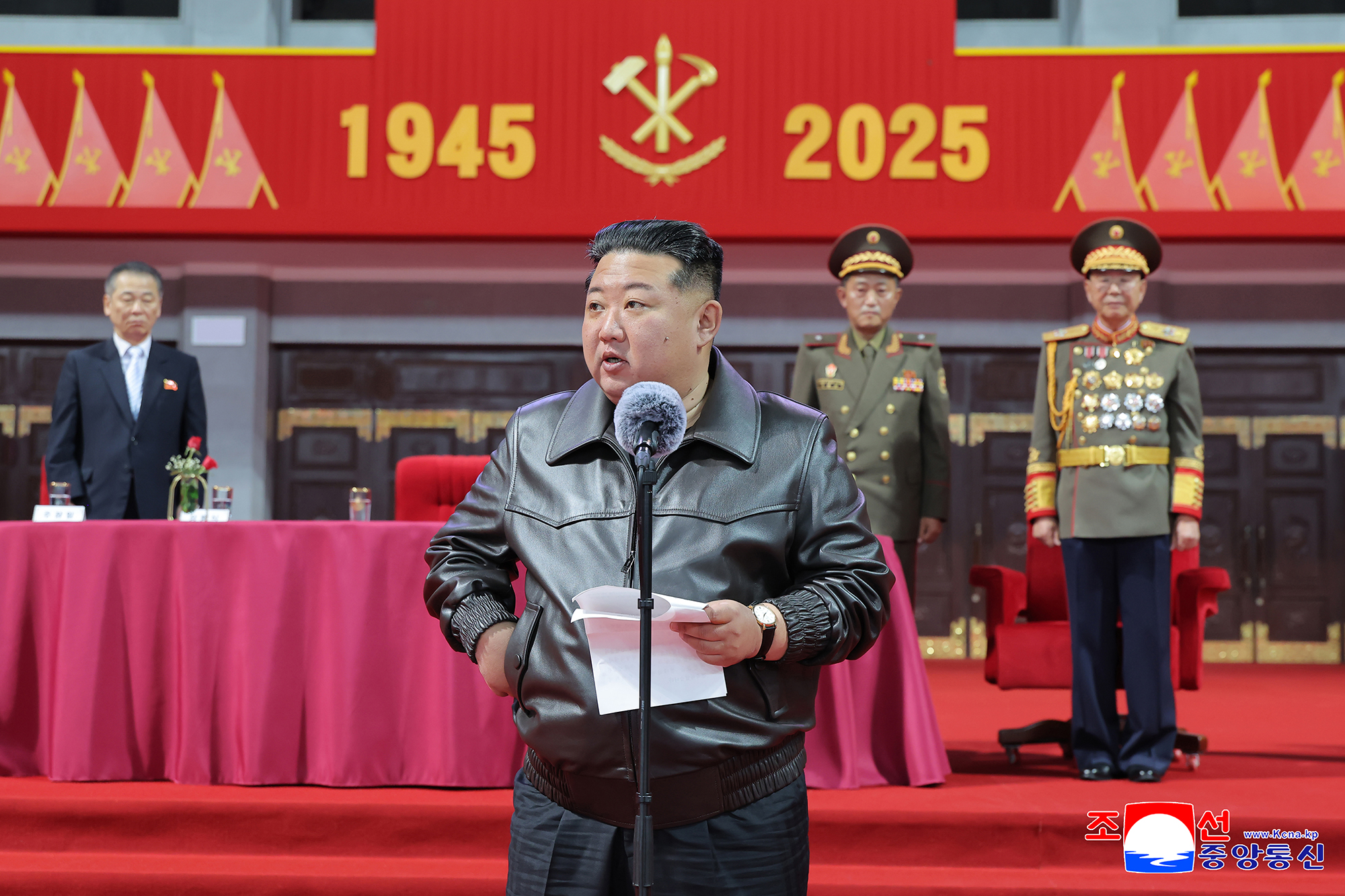 Respected Comrade Kim Jong Un sees grand mass gymnastics and artistic performance with participants in celebrations and support team members