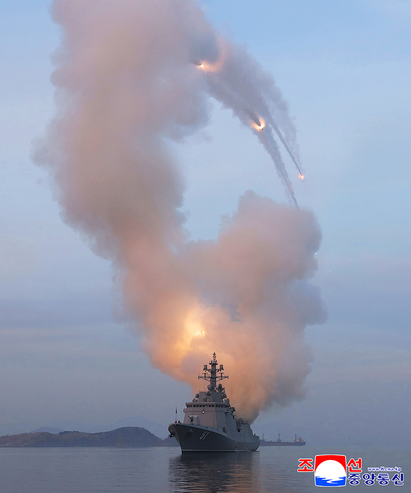 Destroyer Choe Hyon conducts test-fire of strategic cruise missiles
